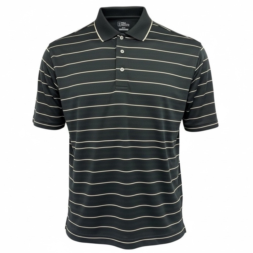 PGA TOUR Dry‎ Zone Mens Small Striped Golf Polo Shirt Performance Wicking (K30)